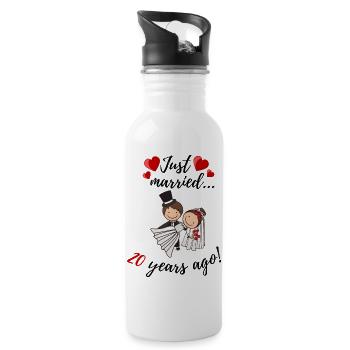 20 years wedding anniversary - Water bottle with straw - white - Right