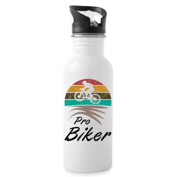 Profi Montainbiker Retro Fahrrad Geschenk - Gourde avec paille intégrée - blanc - Droite