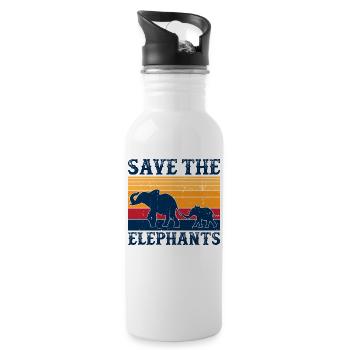 Save the elephants - Gourde avec paille intégrée - blanc - Droite