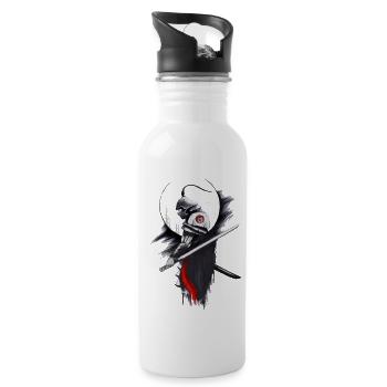 Japan Samurai Krieger - Trinkflasche mit integriertem Trinkhalm - Weiß - Rechts
