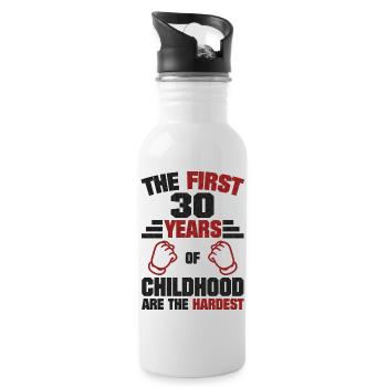 30 birthday gift saying - Water bottle with straw - white - Right
