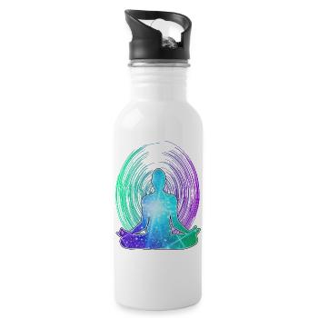 Spirituelle Meditation Zen Erwachen - Trinkflasche mit integriertem Trinkhalm - Weiß - Rechts