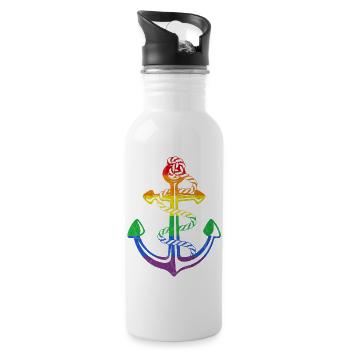 Rainbow Anchor LGBT Flag - Water bottle with straw - white - Right