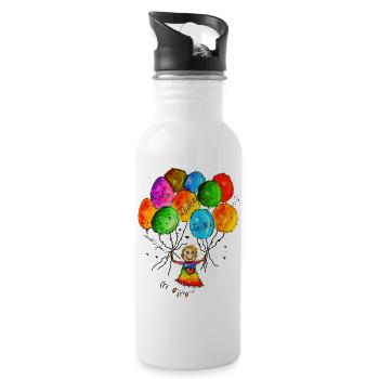 Lebe Liebe Lache Leichtigkeit - Trinkflasche mit integriertem Trinkhalm - Weiß - Rechts