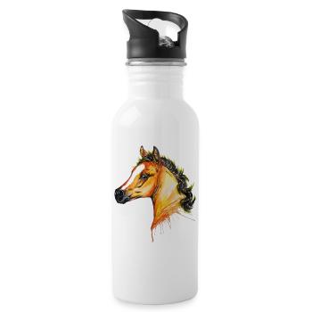 Cheval, poulain pur sang arabe - Gourde avec paille intégrée - blanc - Droite