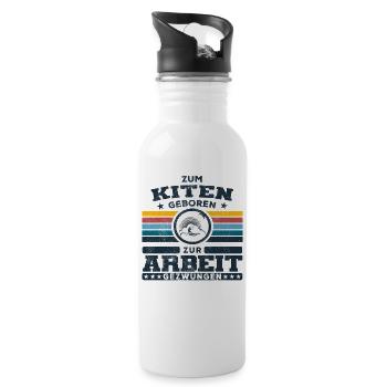 Zum Kiten Geboren - Kite Kiteboard Kitesurfen - Trinkflasche mit integriertem Trinkhalm - Weiß - Rechts