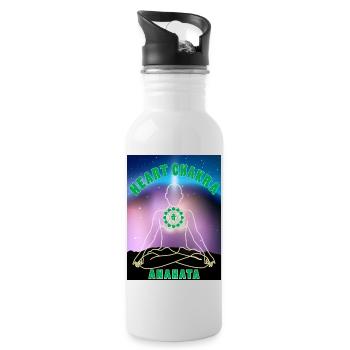 Heart Chakra Anahata - Water bottle with straw - white - Right