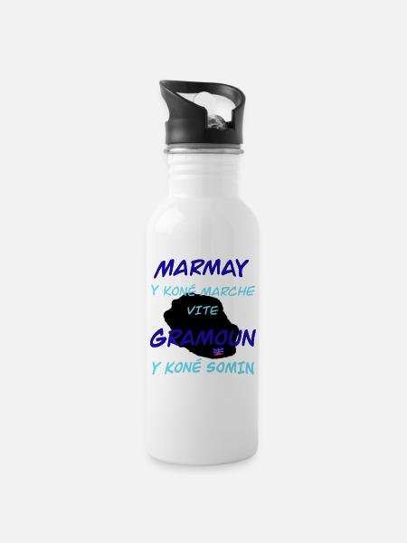 Marmay y koné marche vite, Gramoun y koné somin - Gourde avec paille intégrée - blanc