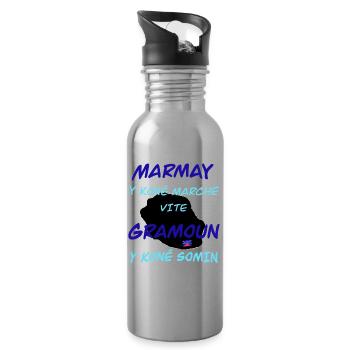 Marmay y koné marche vite, Gramoun y koné somin - Gourde avec paille intégrée - argent clair - Droite