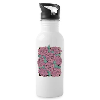 Roses - Gourde avec paille intégrée - blanc - Droite