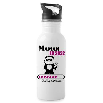 Maman en 2022 - Gourde avec paille intégrée - blanc - Droite