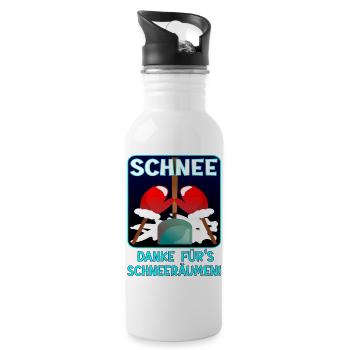 Danke SCHNEERÄUMEN WINTER - Trinkflasche mit integriertem Trinkhalm - Weiß - Rechts