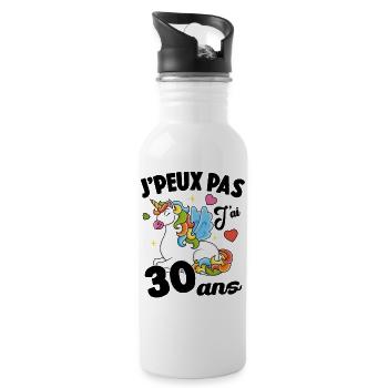 Je Peux Pas J'ai 30 Ans Anniversaire Cadeau - Gourde avec paille intégrée - blanc - Droite