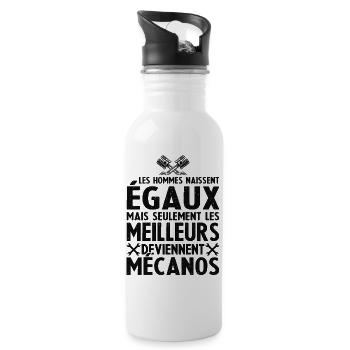 Les Hommes Naissent Egaux - Les Meilleurs Mécanos - Gourde avec paille intégrée - blanc - Droite