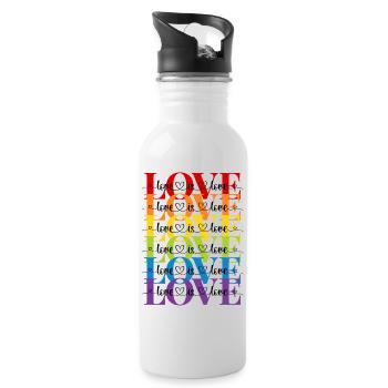 love is love - Water bottle with straw - white - Right