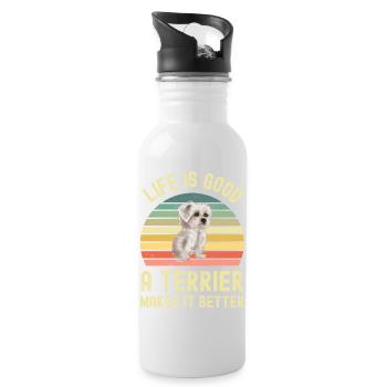 West Highland White Terrier - Water bottle with straw - white - Right