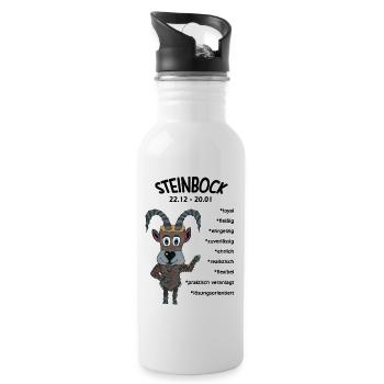Sternzeichen Steinbock - Trinkflasche mit integriertem Trinkhalm - Weiß - Rechts