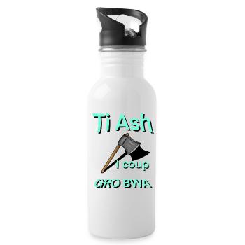 Ti ash i coup gro bwa proverb creole 974 - Water bottle with straw - white - Right