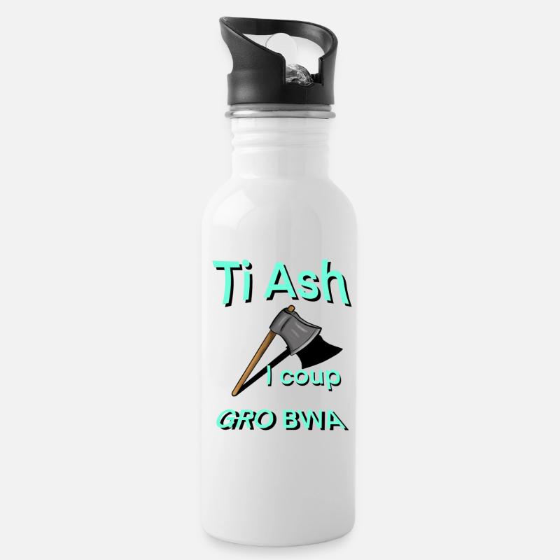 Ti ash i coup gro bwa proverbe creole 974 - Gourde avec paille intégrée - blanc