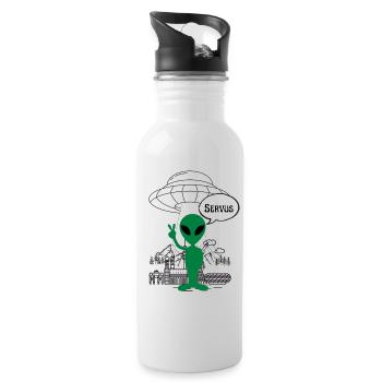 Servus Alien ART - Trinkflasche mit integriertem Trinkhalm - Weiß - Rechts