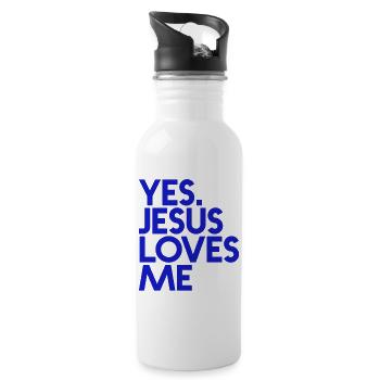 Yes, Jesus Loves Me - Christian Clothing - Water bottle with straw - white - Right