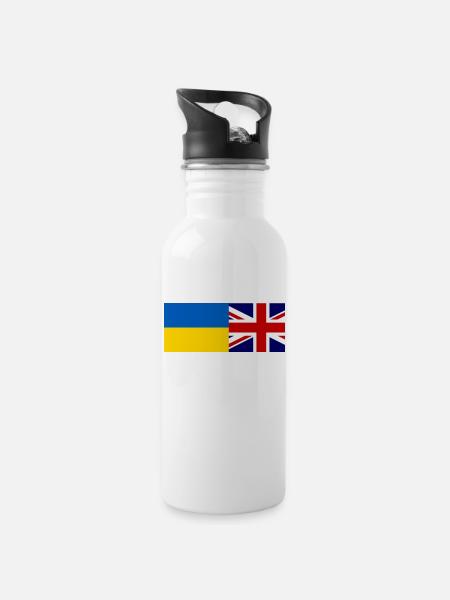 solidarity With Ukraine - Water bottle with straw - white