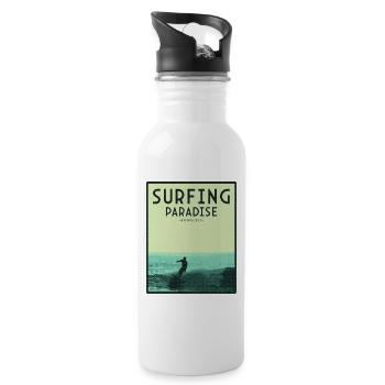 Surfing paradise Honolulu - Water bottle with straw - white - Right