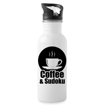 Cool Sudoku motif for logic fans Puzzle game - Water bottle with straw - white - Right