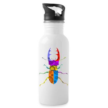 Stag beetle - Water bottle with straw - white - Right