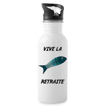 RETRAITE. VIVE LA RETRAITE. PÊCHE. MER. VACANCES. - Gourde avec paille intégrée - blanc - Droite