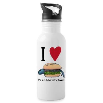 I love Fischbrötchen - Trinkflasche mit integriertem Trinkhalm - Weiß - Rechts