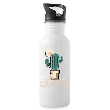 cactus cactus cactus symbol sun desert sand - Water bottle with straw - white - Right