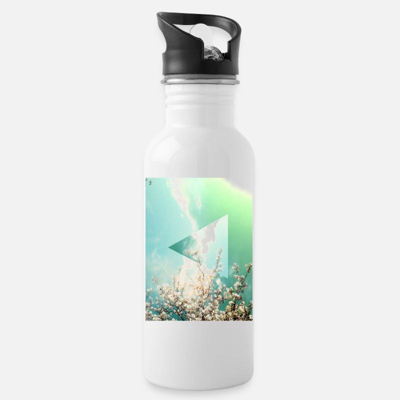 Frühlingsgefühl - Trinkflasche mit integriertem Trinkhalm - Weiß