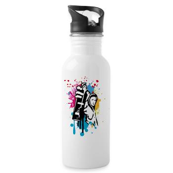 cool street art motif sprayer in graffiti style - Water bottle with straw - white - Right
