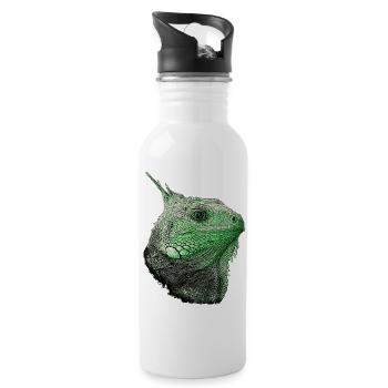 leguane, Leguankopf, beste reptilien kleidung - Trinkflasche mit integriertem Trinkhalm - Weiß - Rechts