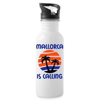 Mallorca is calling (palm trees, island, water, sun) - Water bottle with straw - white - Right