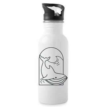 Plongée avec les baleines et les vagues de l’océan - Gourde avec paille intégrée - blanc - Droite
