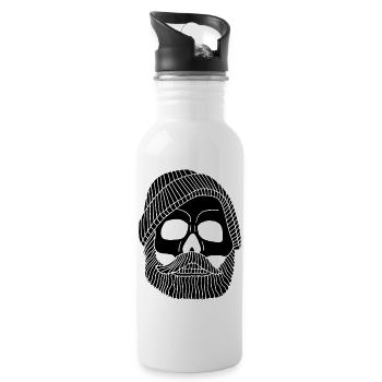 Skull of a black fisherman - Water bottle with straw - white - Right