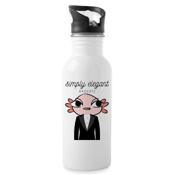 Axlotl - Simply Elegant Axolotl - Water bottle with straw - white - Right