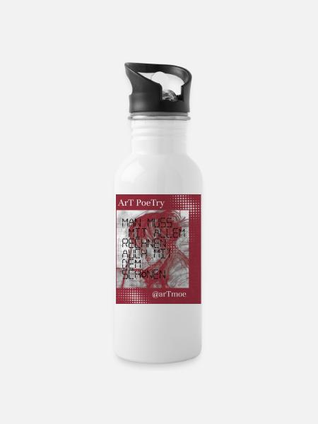 Collection ArtPoeTry - Water bottle with straw - white