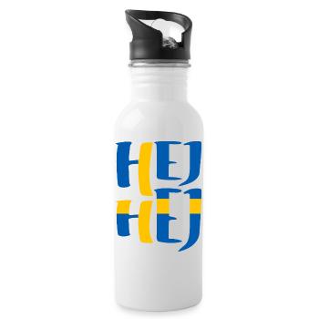 SCHWEDEN HEJ HEJ SCHWEDISCH - Trinkflasche mit integriertem Trinkhalm - Weiß - Rechts