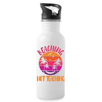 Beaching not Teaching - Trinkflasche mit integriertem Trinkhalm - Weiß - Rechts