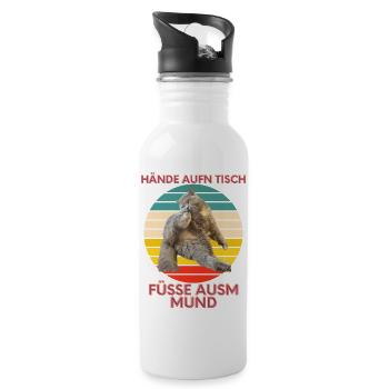 Füsse aus m Mund - Trinkflasche mit integriertem Trinkhalm - Weiß - Rechts