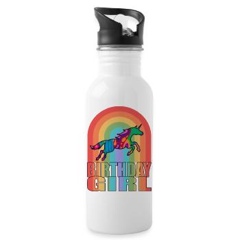 Fille d’anniversaire - Licorne pour fille d’anniversaire - Gourde avec paille intégrée - blanc - Droite