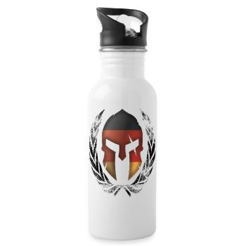Spartiat Helm Deutsche Flagge - Trinkflasche mit integriertem Trinkhalm - Weiß - Rechts