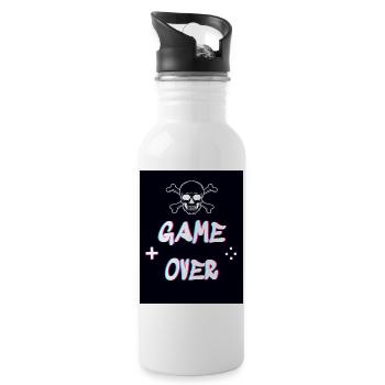 Game Over - Trinkflasche mit integriertem Trinkhalm - Weiß - Rechts