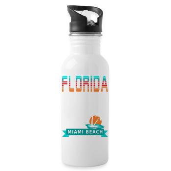 Florida USA - Miami Beach /Vintage Sun Palms - Water bottle with straw - white - Right