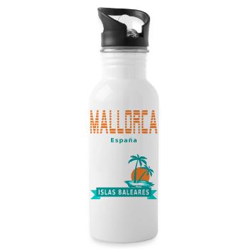 Mallorca - Spanien - Trinkflasche mit integriertem Trinkhalm - Weiß - Rechts