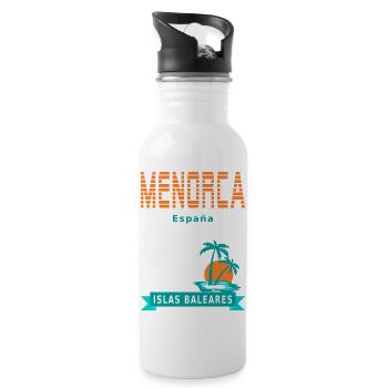 Menorca - Islas Baleares - Spanien - Trinkflasche mit integriertem Trinkhalm - Weiß - Rechts