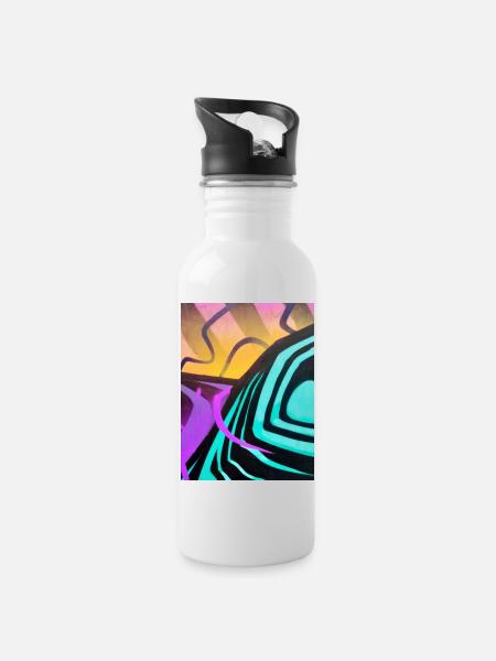 paysage graffiti 1 - Gourde avec paille intégrée - blanc
